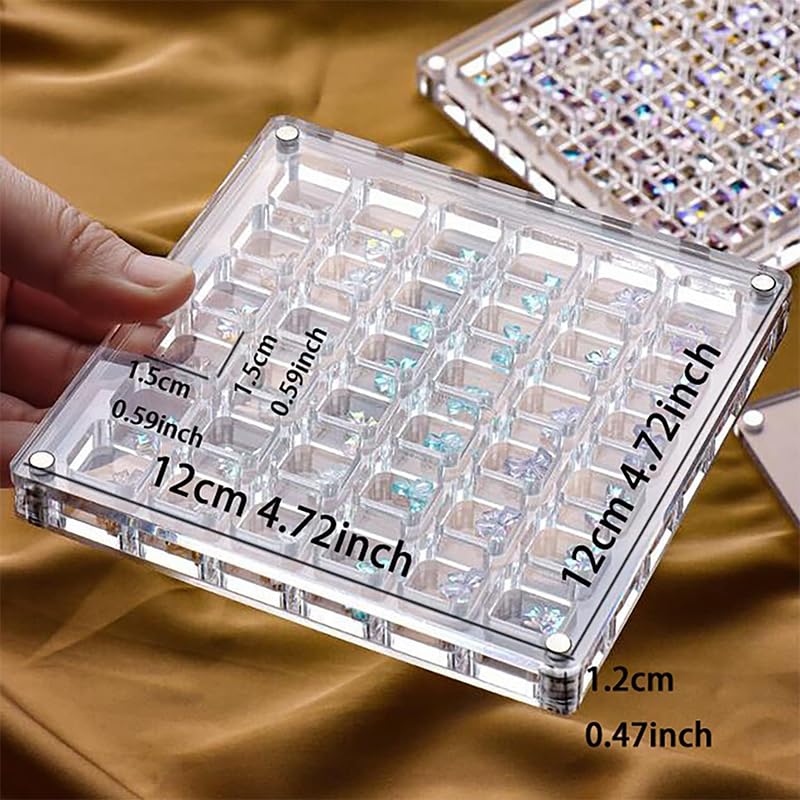 Acrylic Magnetic Seashell Display Box - 64 Grid Transparent Collectible Storage Case for Shells, Starfish & DIY Crafts | Perfect for Beach Decor, Home Display & Gift Organization