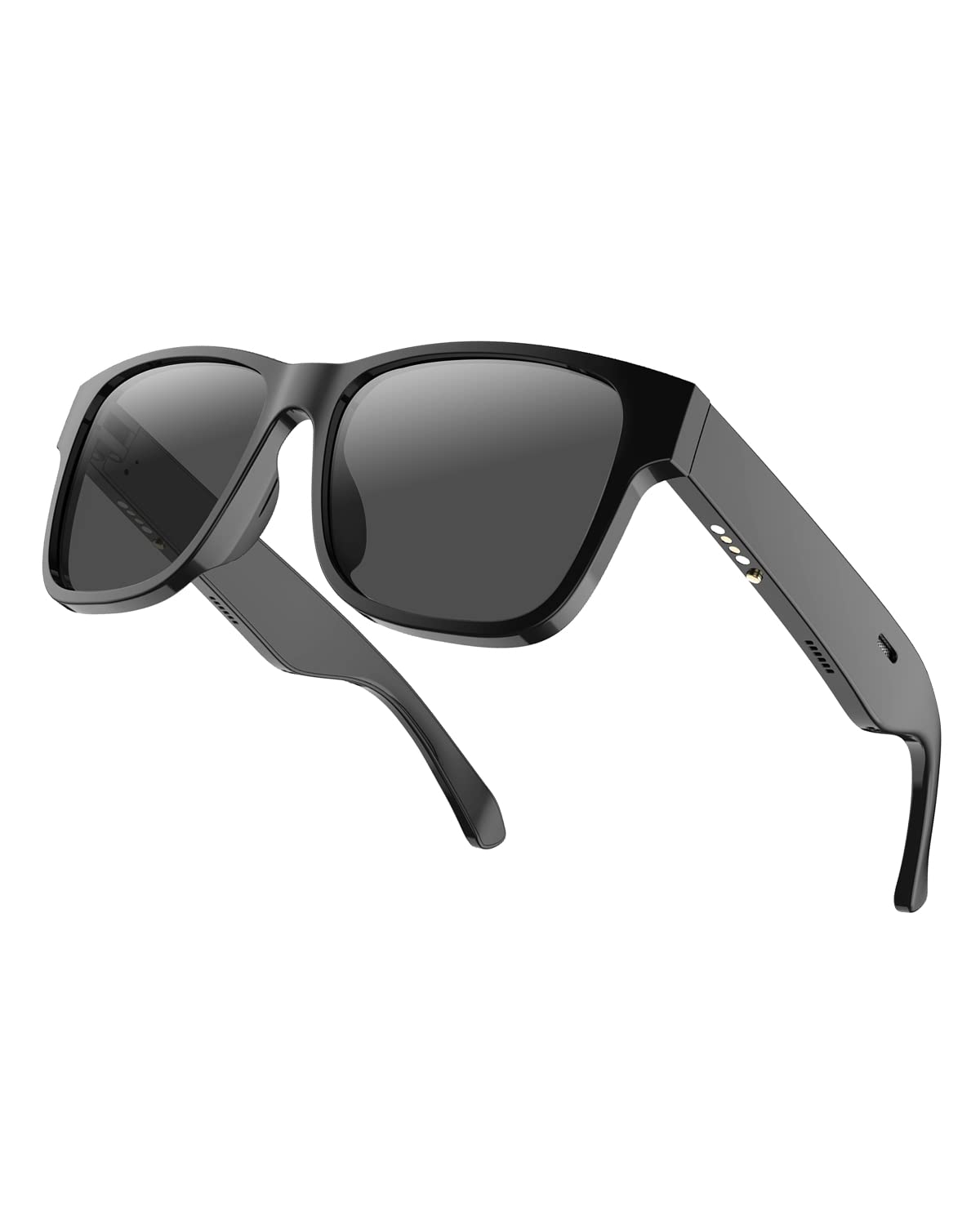 RUIMEN Bluetooth Smart Glasses with Built-in Speakers & Mic - Open Ear Audio Sunglasses for Men & Women - Hands-Free Calling, Volume Control, UV Protection, IPX4 Waterproof - Perfect for Running, Cycling & Outdoor Activities (Classic Black, Standard Size)