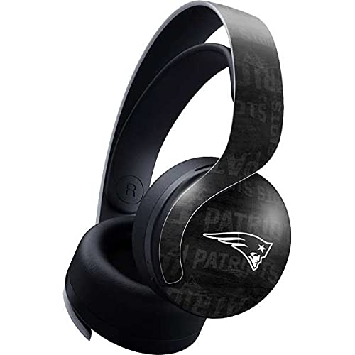 Official NFL New England Patriots Black & White Gaming Skin Decal for PS5 Pulse 3D Wireless Headset - Custom Protective Cover for Enhanced Gaming Experience