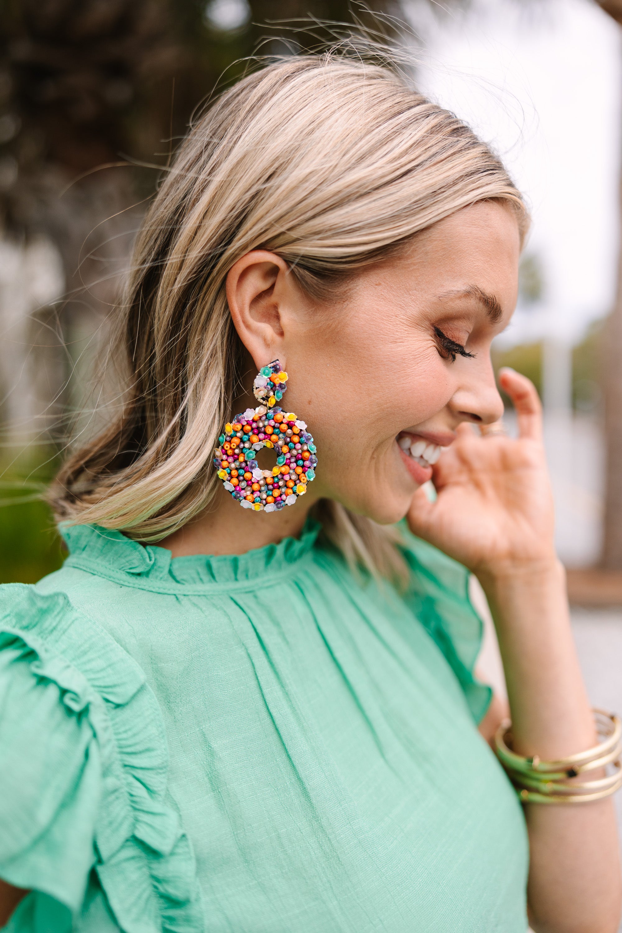 Burst of Joy Pink Colorful Earrings for Women - Trendy Dangle Hoop Earrings for Parties, Weddings & Everyday Wear