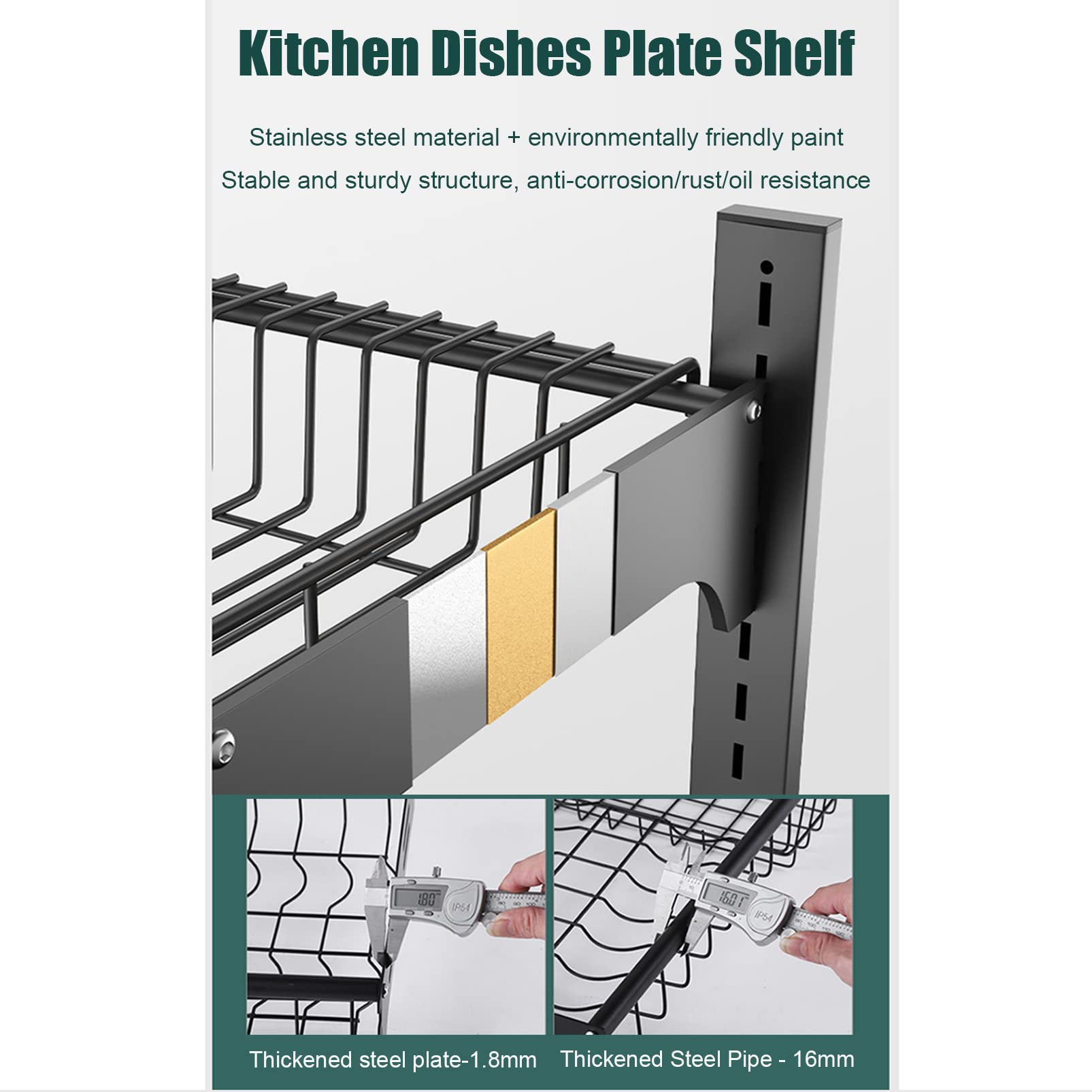Expandable Stainless Steel Cutlery Drainer & Dish Drying Rack - Over The Sink Wall Mounted Kitchen Organizer with Utensil Holder & Hooks - Space Saving Counter Shelf for Small Kitchens, Apartments & RVs