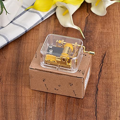 Mini Hand Crank Music Box - Acrylic & Metal DIY Mechanical Musical Box with Manual Movement (Green) | Perfect for Home Decor, Gift Giving & Relaxation
