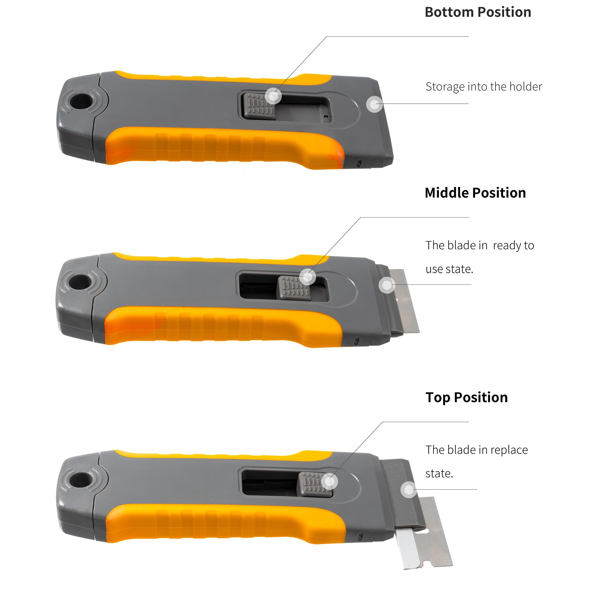 Premium Razor Blade Scraper Tool with 15 Extra Blades - Heavy Duty Glass Cooktop Cleaner, Oven Door & Stove Scraper - Paint & Residue Remover for Windows, Mirrors & Tile (Gray) - Perfect for Kitchen, Bathroom & DIY Home Cleaning Projects