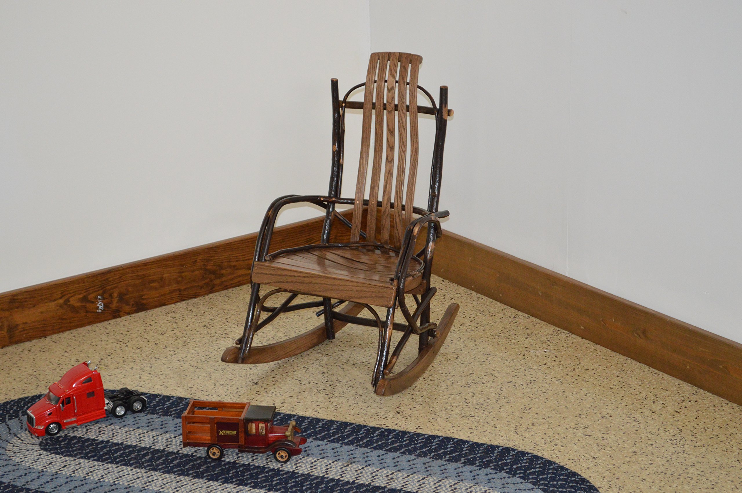 A & L Furniture Hickory Wood Child's Rocking Chair with Walnut Finish - Perfect for Nursery, Bedroom & Playroom Decor