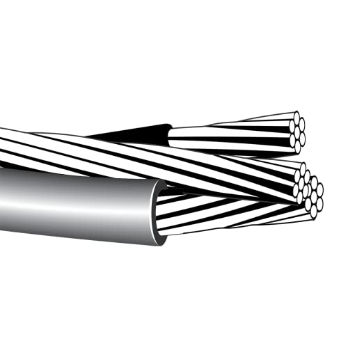 25' Nassau Neritina 1/0-1/0-1/0 Overhead Service Drop Cable - Aluminum Conductor Steel Reinforced (ACSR) for Utility Pole Power Lines & Electrical Distribution