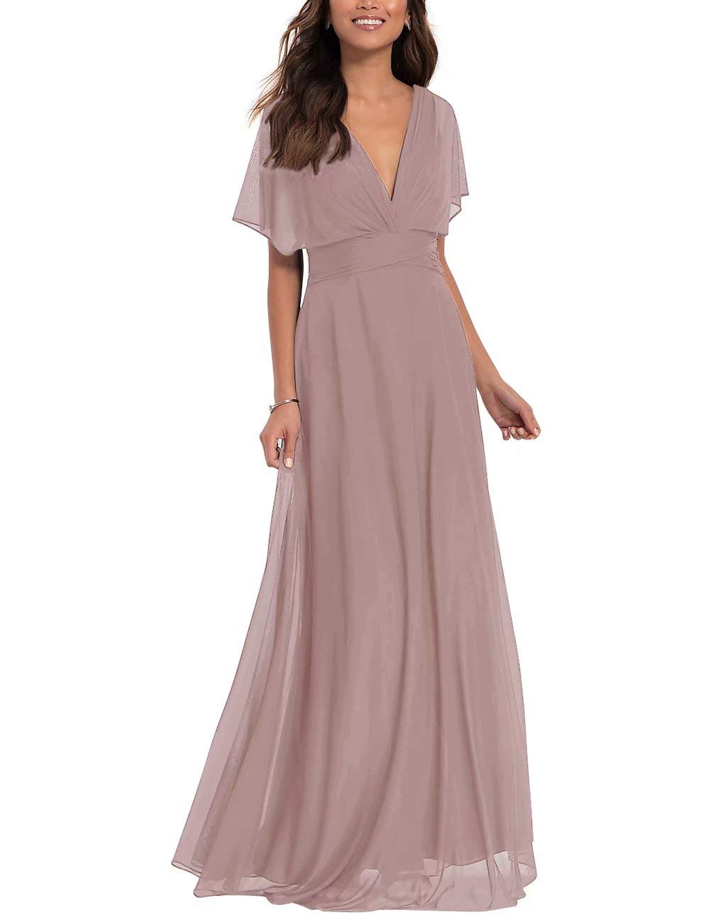 Lilibridal Elegant Chiffon Bridesmaid Dresses with Long Sleeves - Women's Formal Prom Gown & Wedding Guest Dress for Special Occasions