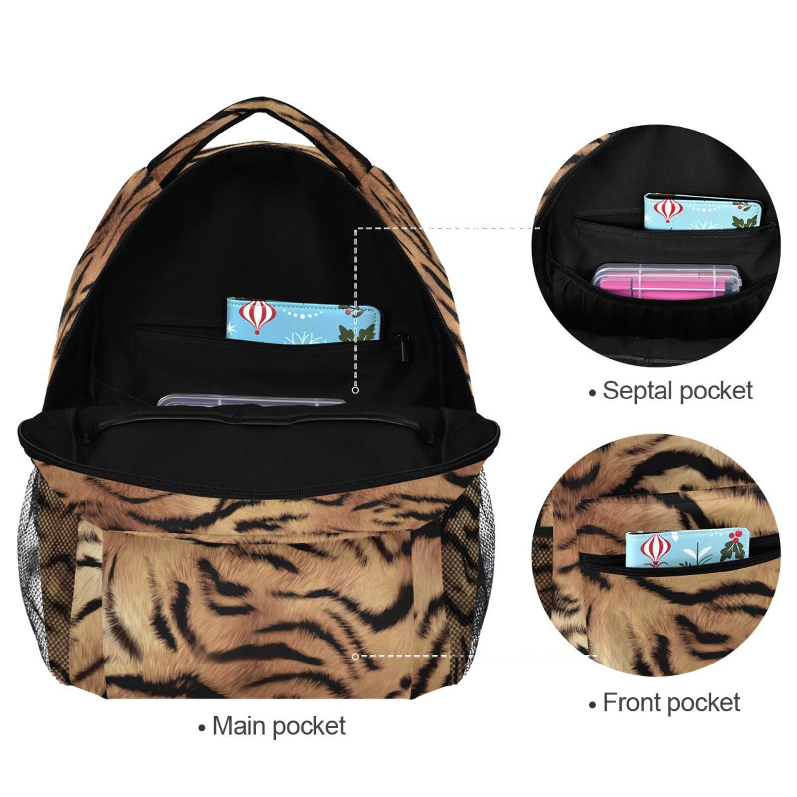 Abstract Tiger Print Backpack for Boys & Girls - Durable School Bookbag, Elementary Backpack, Travel Daypack - Perfect for School, Travel & Outdoor Adventures