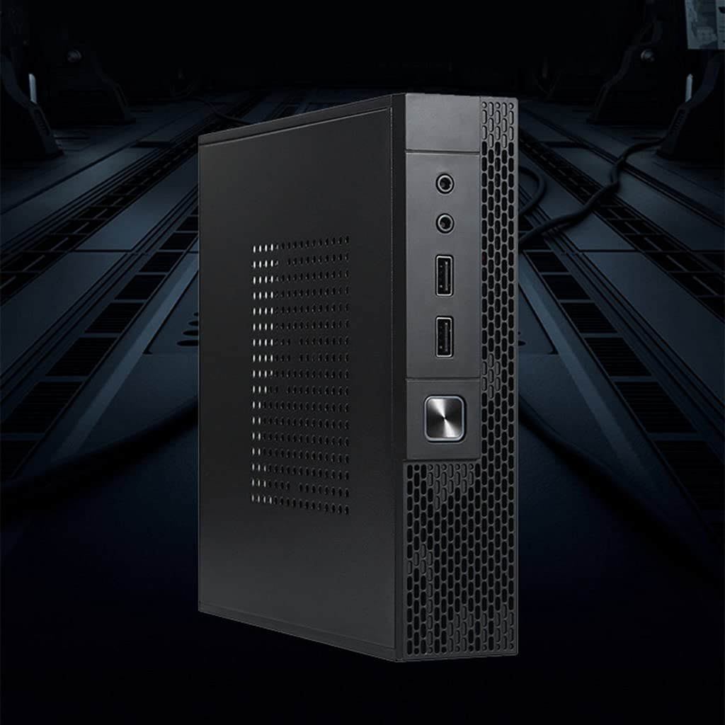 QX02 Mini-ITX HTPC Case - Compact Micro ATX Computer Chassis for Home Theater PC with 2 USB Ports | Perfect for Living Room Media Centers & Small Form Factor Desktop Builds