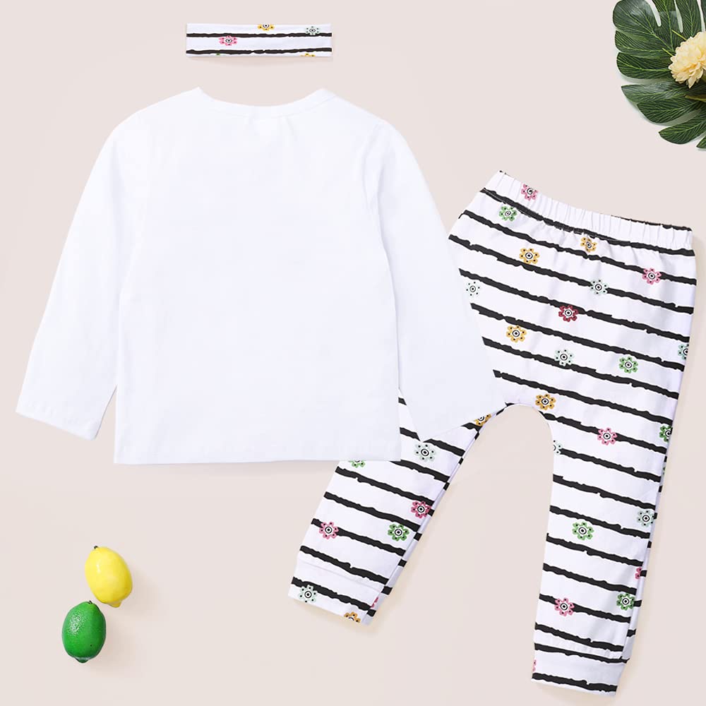 3Pcs Newborn Baby Girl Outfits - Cute Tops, Pants & Headband Set | Soft Cotton Clothing for 0-3 Months | Perfect for Photos, Parties & Daily Wear