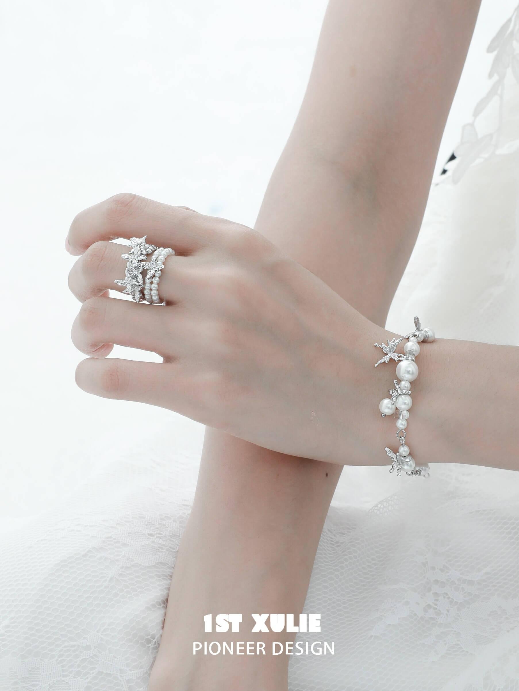 Whiterfly S925 Sterling Silver Butterfly Pearl Rings for Women - Elegant Jewelry Gift for Birthday, Anniversary & Valentine's Day - Perfect for Everyday Wear & Special Occasions