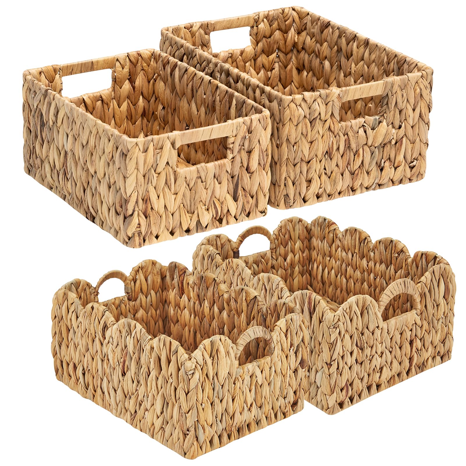 FairyHaus Woven Wicker Storage Baskets with Handles - Natural Rattan Organizer for Home Decor, Laundry, Toys & Blankets Storage - Perfect for Living Room, Bedroom & Bathroom Organization
