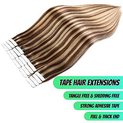 20 Pcs 50 Grams Tape in Human Hair Extensions - Remy Hair for Natural Look & Volume - Perfect for Daily Wear, Parties & Special Occasions