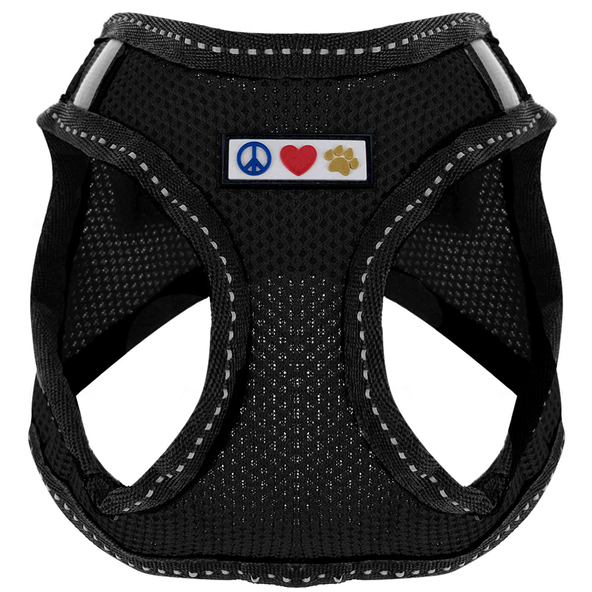 Pawtitas Reflective Mesh Dog Harness, Collar & Leash Set for Small Dogs - Black | Adjustable & Durable Pet Walking Gear for Outdoor Adventures & Night Safety