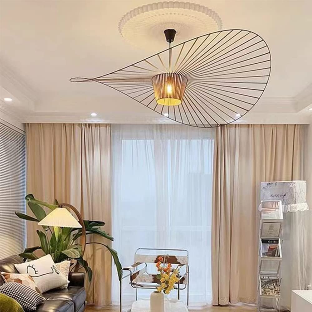 AYLIN Vintage Pendant Light - 60cm Brown LED Suspension Lamp with E27 Base for Bedroom, Living Room, Restaurant | Dimmable Hanging Chandelier with Simple & Lightweight Design | Perfect for Dining Areas, Coffee Shops, and Home Decor