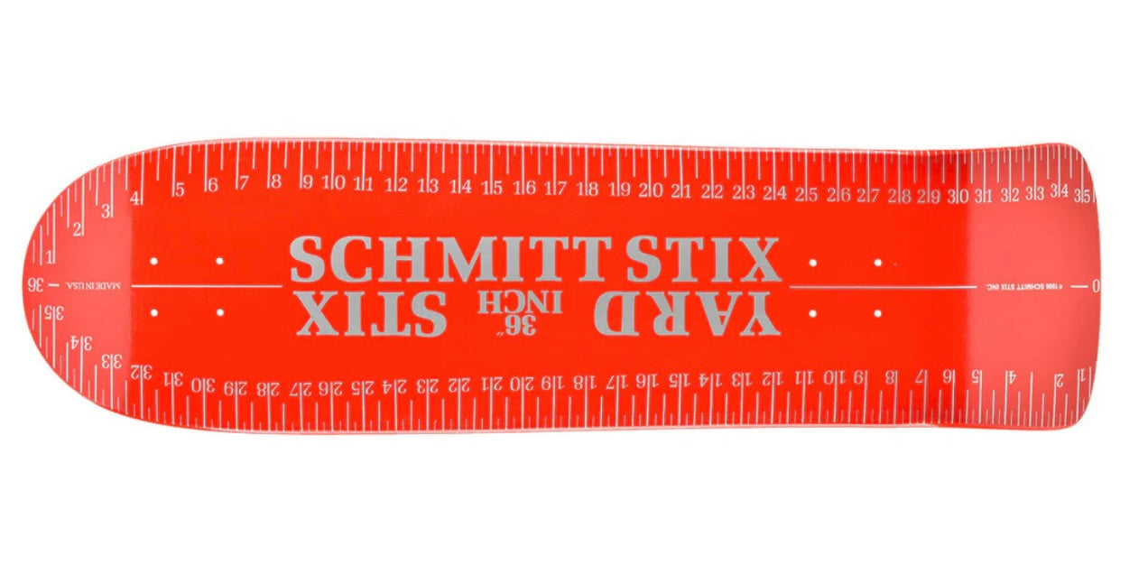 Schmitt Stix 36 Inch Yard Stick Skateboard Deck - Red | Durable Maple Wood for Street & Park Skating | Perfect for Beginners & Pro Skaters