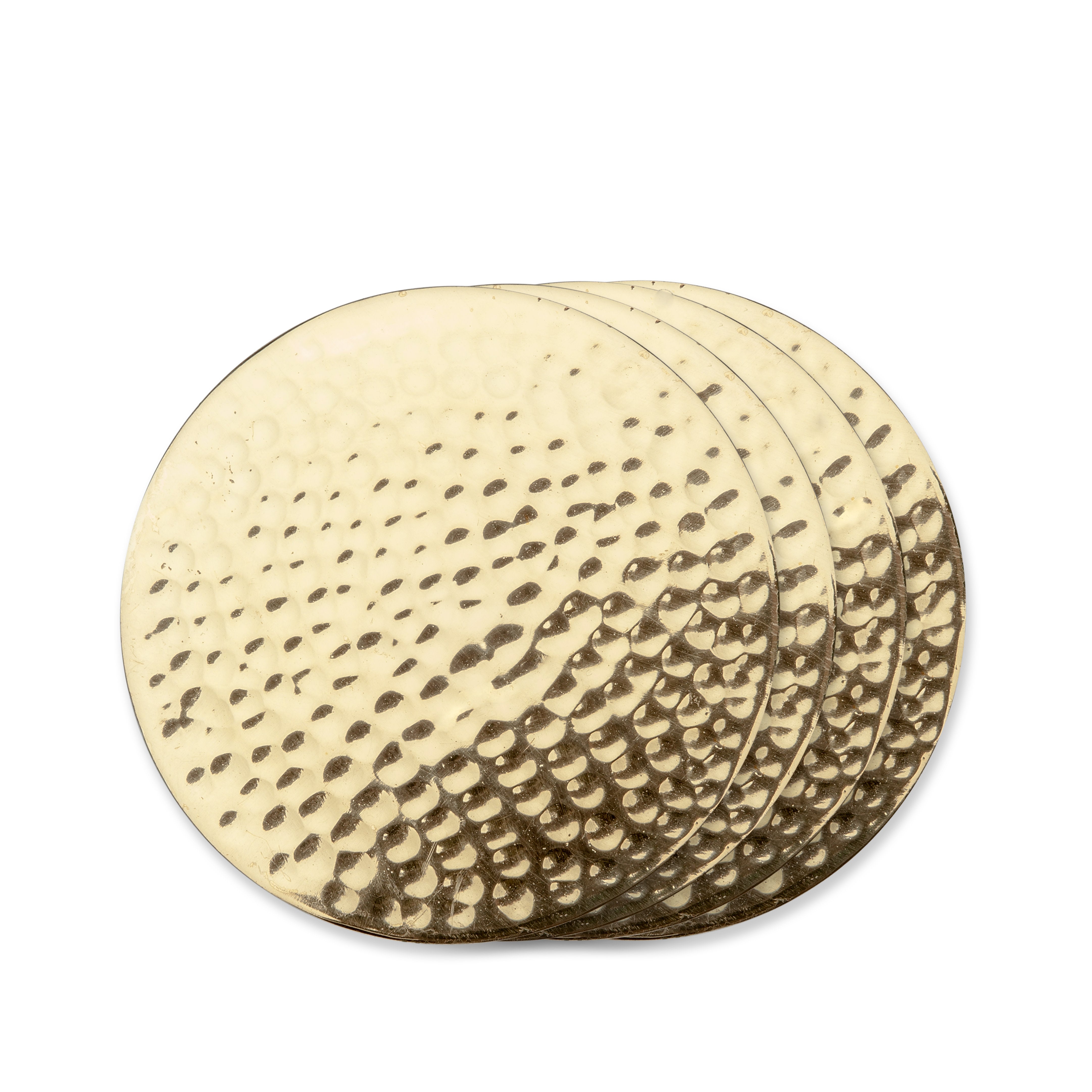 Hammered Brass Coasters Set of 4 - Elegant Drink Coasters for Home Bar, Coffee Table & Dining Table Protection - Perfect for Parties, Weddings & Housewarming Gifts