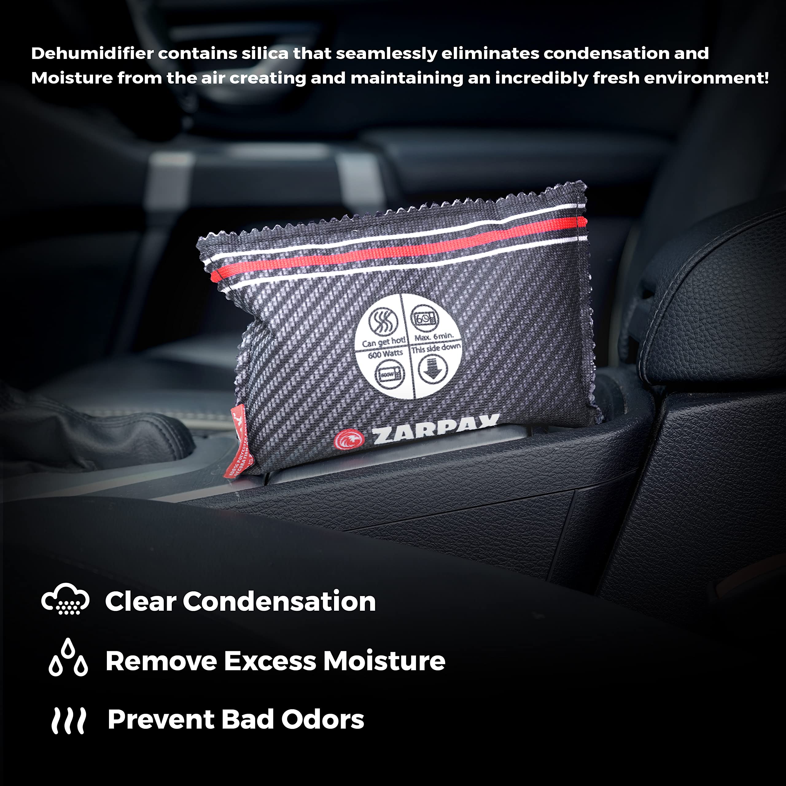 Car Dehumidifier Bag 2-Pack - Moisture Absorbing for Windshield & Interior | Leakproof Reusable Dehumidifier | Dashboard & Car Condensation Remover | Perfect for Winter Foggy Windows & Musty Vehicle Odor Prevention