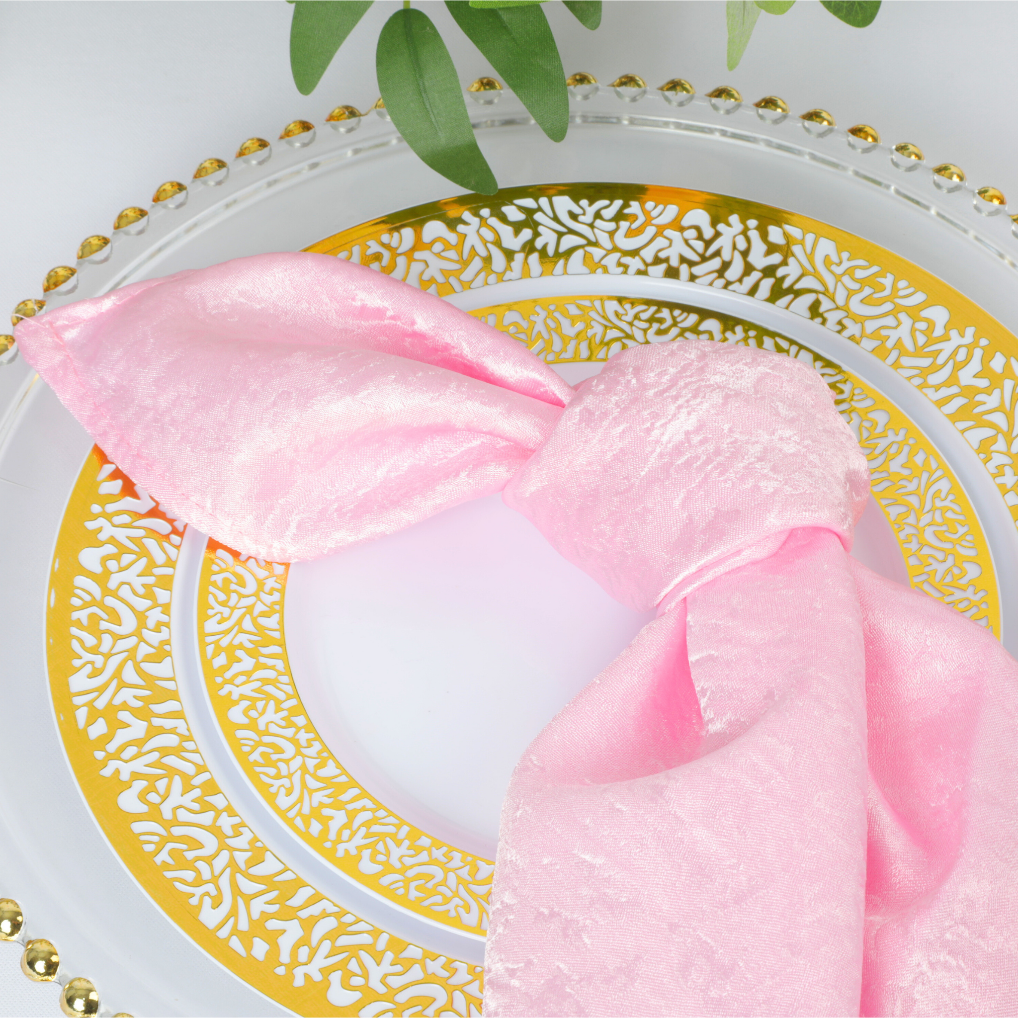 5-Pack Pink Crinkle Shimmer Napkins 20x20 - Elegant Party Decorations for Weddings, Baby Showers & Holiday Celebrations