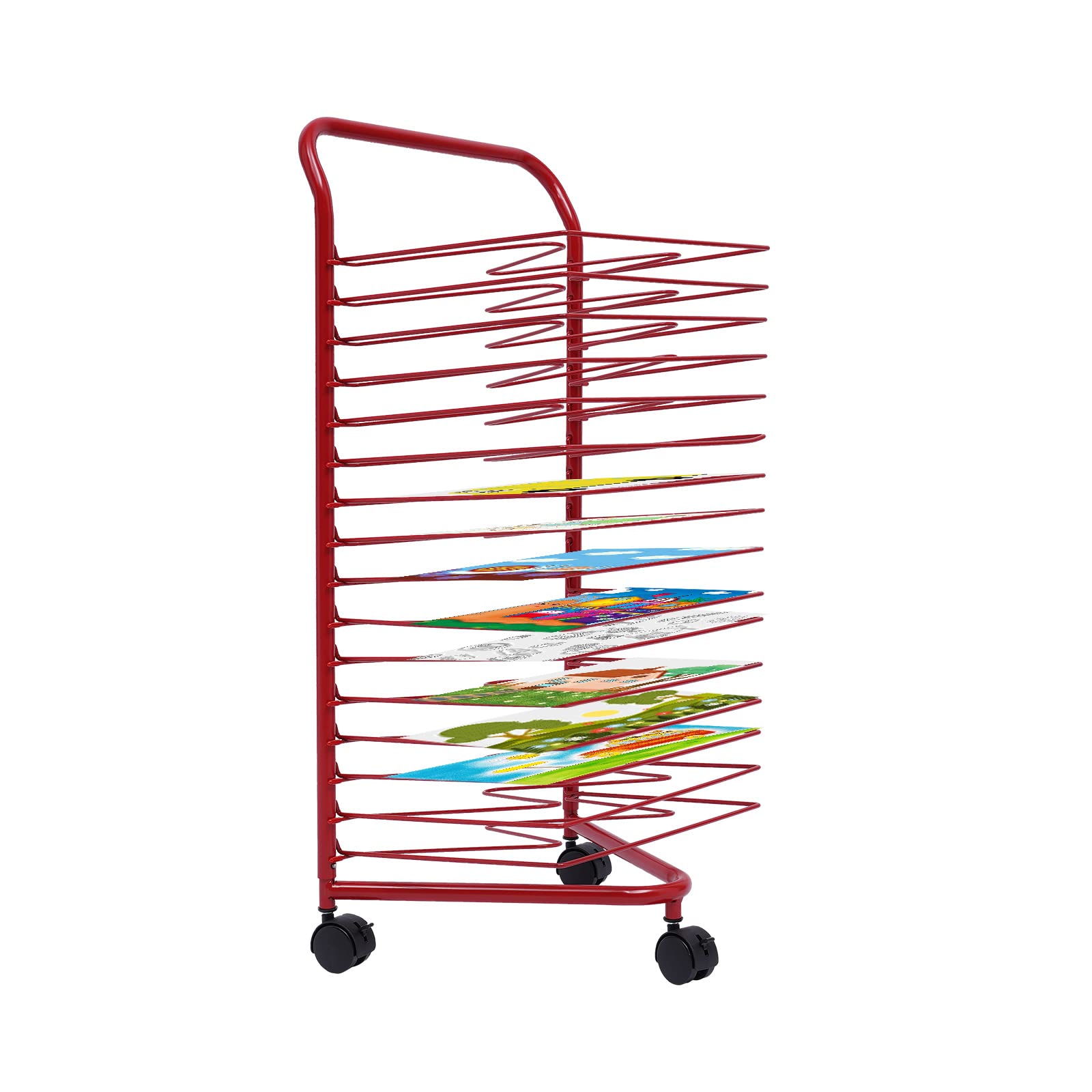 16-Shelf Mobile Art Drying Rack with Wheels - 33 Inch Height for Classroom, School & Art Clubs - Perfect for Paintings, Crafts & Artwork Storage Display - Ideal for Art Studios, Kids' Activities & Creative Projects