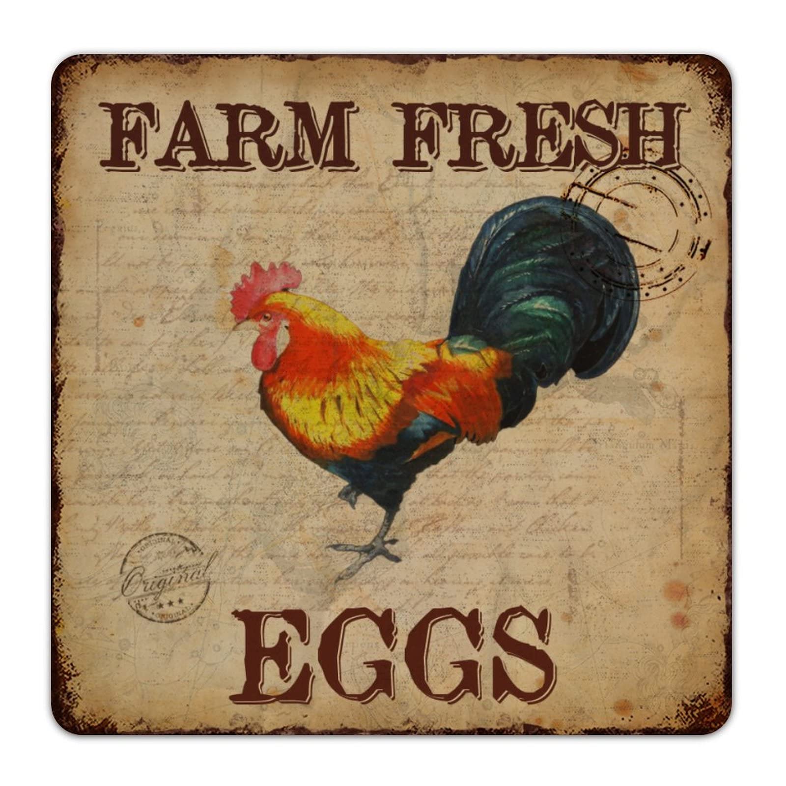 Farm Fresh Eggs Rustic Metal Sign - Vintage Distressed Wall Art Plaque for Farmhouse, Barn & Chicken Coop Decor - Classic Retro Style Home Décor - Perfect for Kitchen, Country Living & Unique Gift Ideas