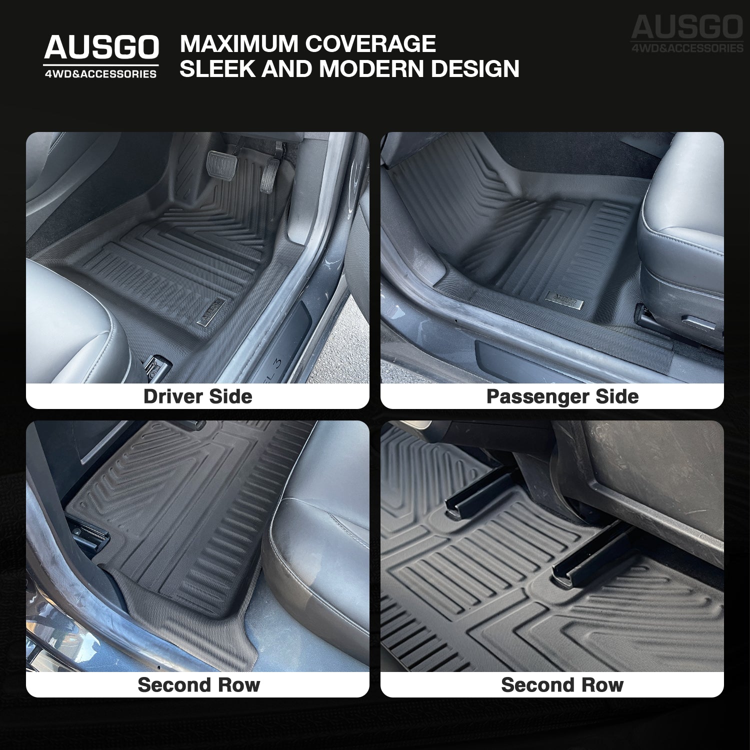 5D All-Weather Custom Fit Car Floor Mats for Tesla Model 3 (2019-2021) - Waterproof & Durable Protection - Perfect for Daily Commute, Road Trips & Winter Driving