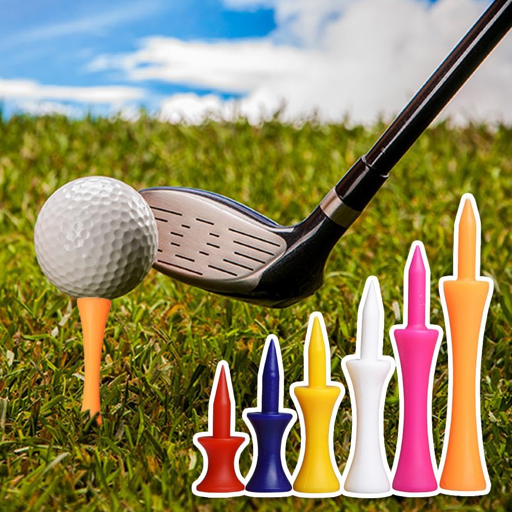 20pcs Unbreakable Reusable Plastic Golf Tees - Colorful Graduated Castle Design for Beginners | Perfect for Driving Range Practice & Backyard Golf Training