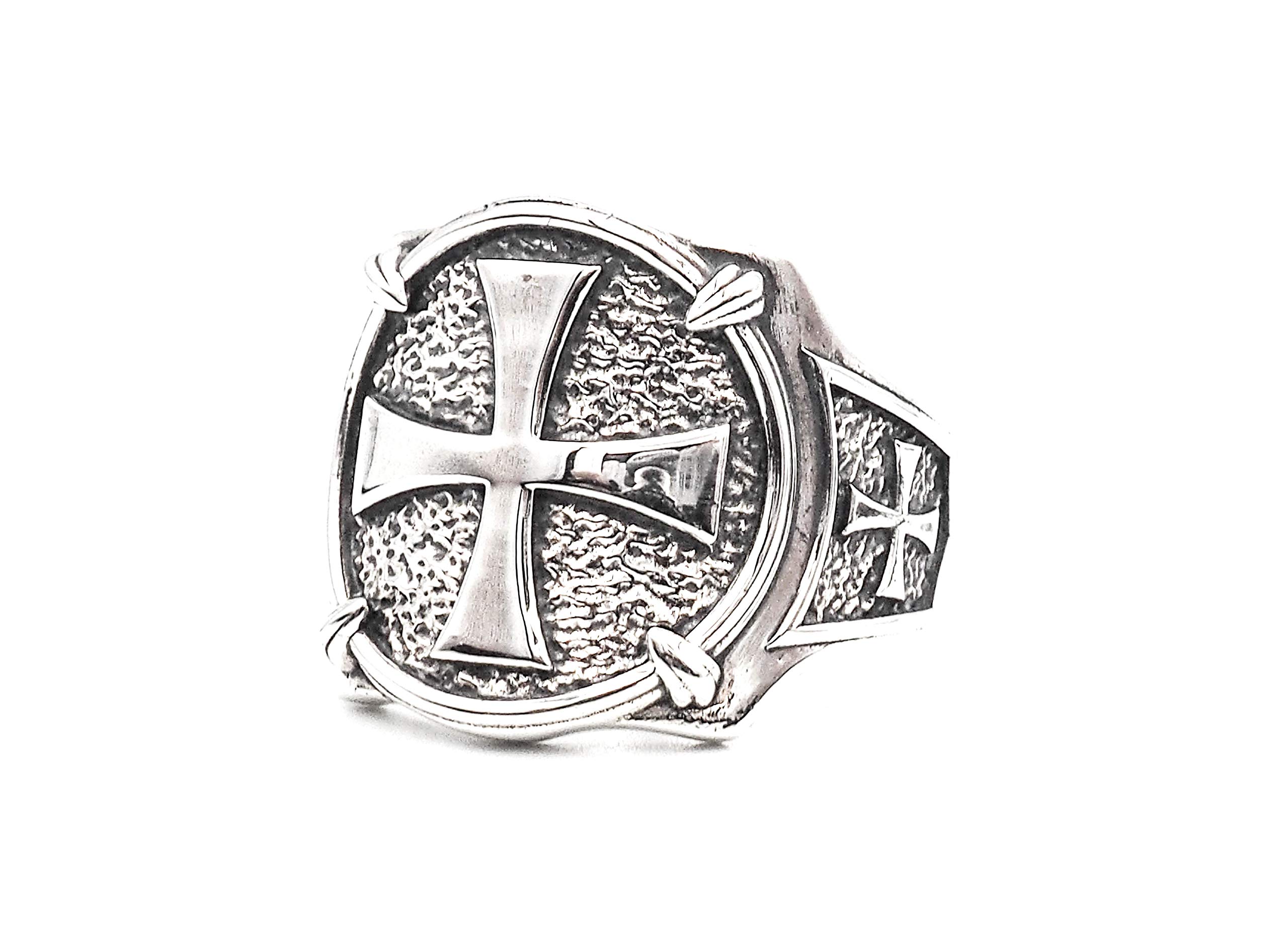 Knights Templar Rings for Men - 925 Sterling Silver Crusader Rings Size 6-15 - Perfect for Medieval Reenactments, Historical Events & Unique Gifts