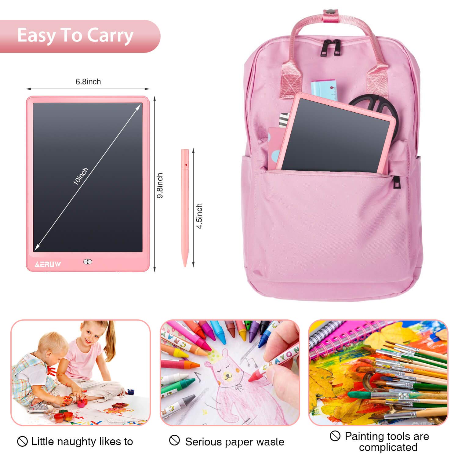 10 Inch LCD Writing Tablet for Kids - Colorful Electronic Doodle Board, Educational Drawing Pad Toy | Perfect Christmas & Birthday Gift for Boys & Girls Ages 3-9 | Great for Travel, Classroom & Home Learning Activities