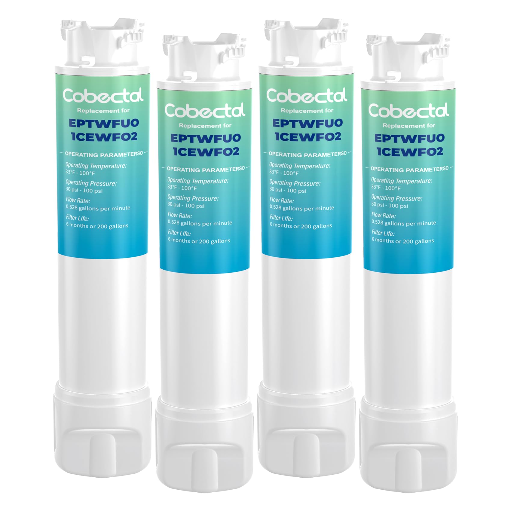 Cobectal 4-Pack Water Filter Replacement for Frigidaire EPTWFU01, EWF02, 012505454226, 4562222 - Pure Source Ultra II Compatible - Clean Drinking Water for Refrigerators & Ice Makers