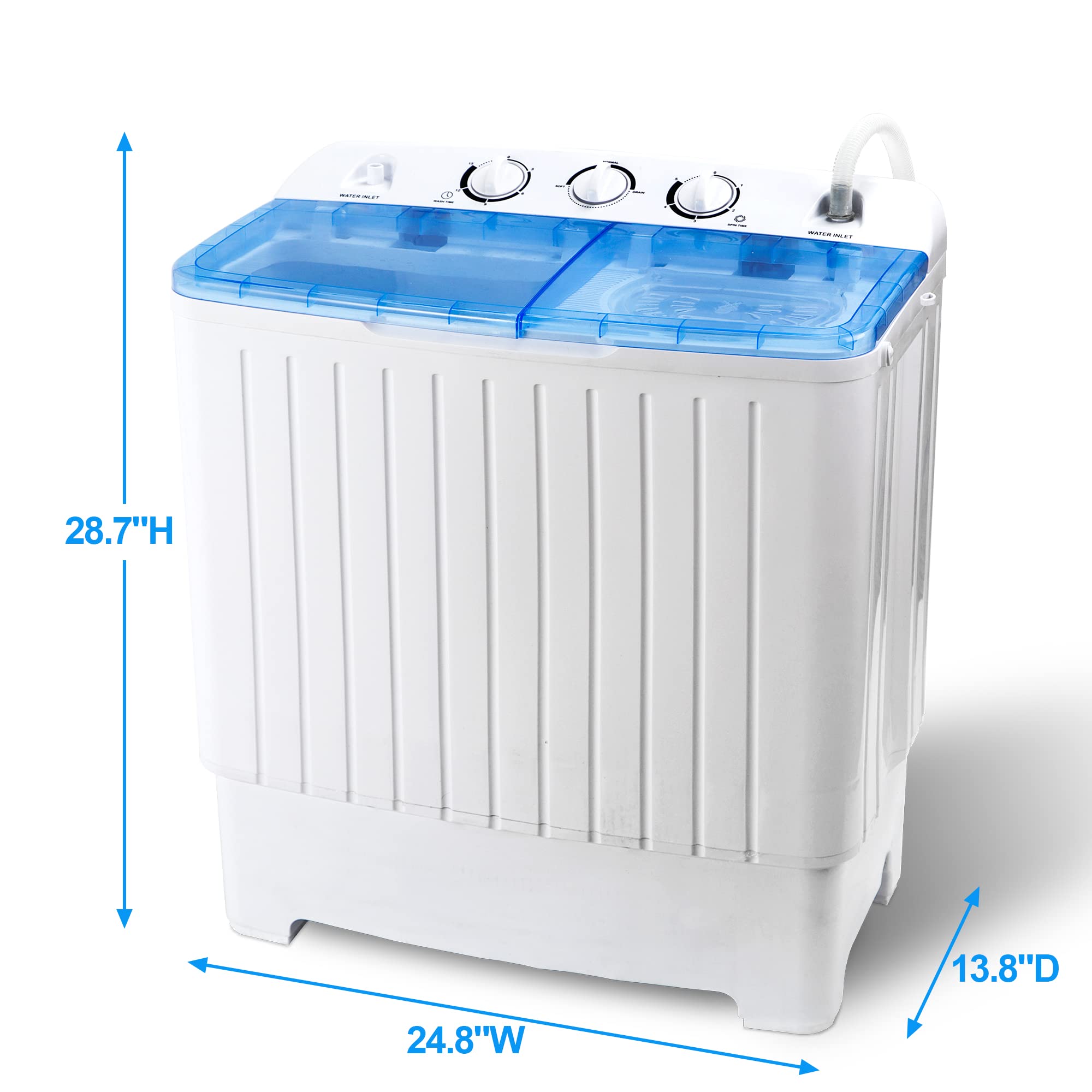 Portable Washing Machine - Compact Mini Twin Tub 11lbs Washer & 6.6lbs Spinner with Built-in Gravity Drain | Ideal for Apartments, Dorms, RVs & Small Spaces | Perfect for Travel, Camping & Emergency Use