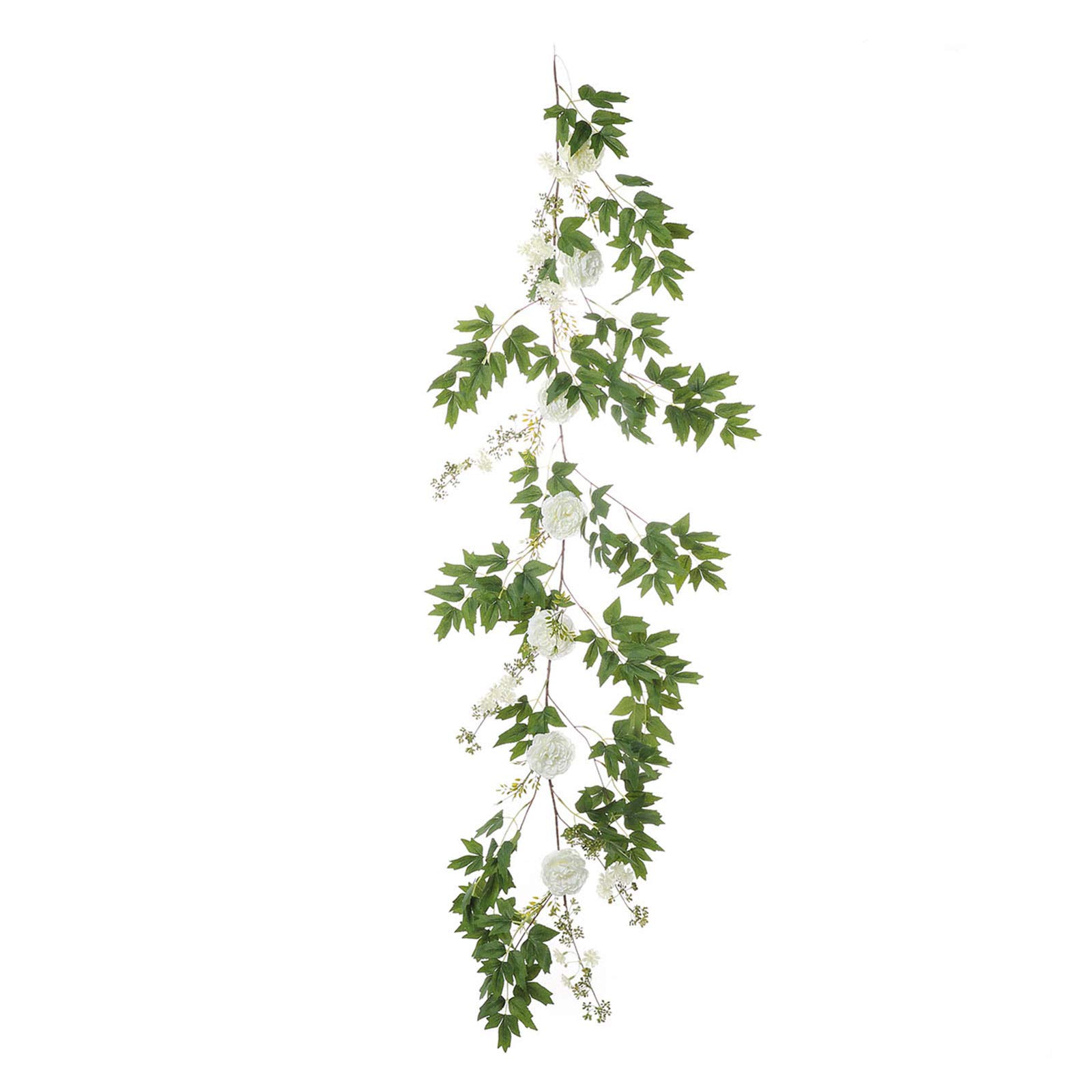 6 Feet White Balsa Circle Garland with Silk Peony Flowers and Leaves - Wedding Centerpieces, Bridal Bouquets, Party Decorations, Wholesale Floral Supplies