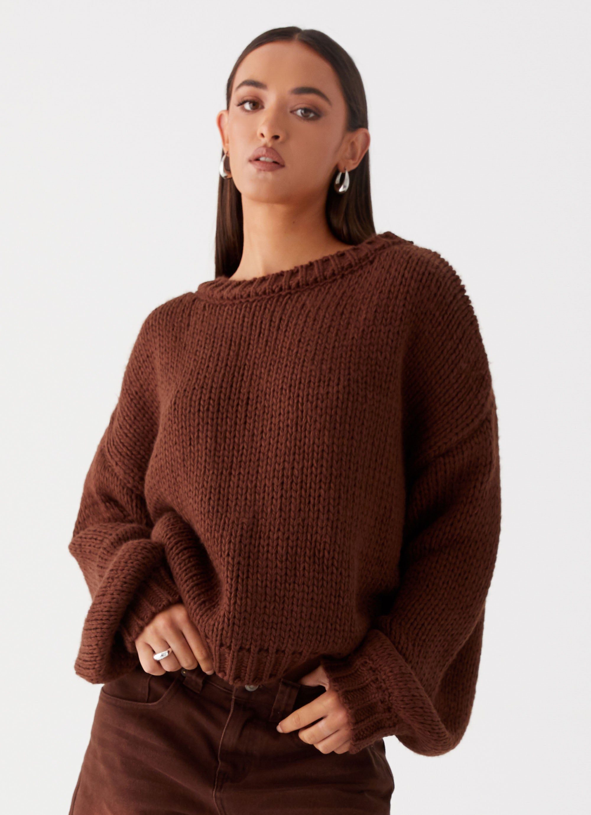 Costella Knit Sweater for Women - Soft & Cozy Brown Pullover | Perfect for Fall & Winter Outfits, Casual Wear & Layering