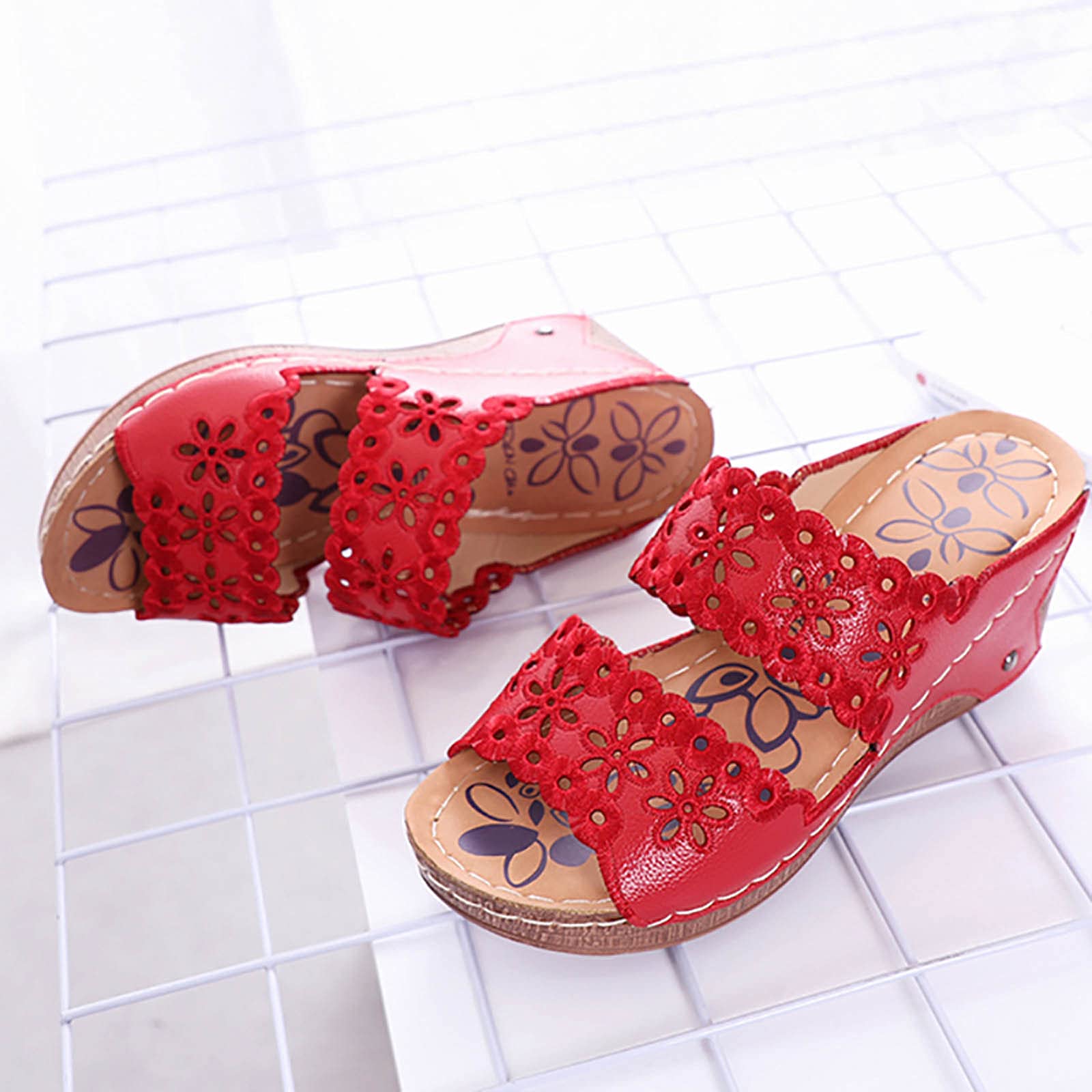 Stylish Women's Open Toe Hollow Out Wedge Sandals - Breathable Summer Slip-On Platform Shoes for Casual Outings, Beach Vacations & Everyday Wear