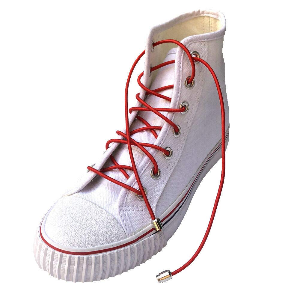 No Tie Elastic Shoelaces with Metal Buckle Lock - Round Bungee Shoe Laces for Running, Walking & Sports - Adjustable & Durable for Adults & Kids