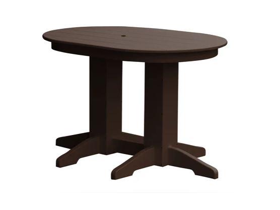 A & L Furniture Oval Dining Table with Free 2 Umbrella Holes - Perfect for Outdoor Patio, Garden, and Poolside Dining