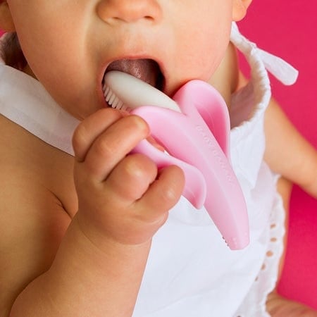 Baby Banana Infant Toothbrush - Soft Bristle Teether for Babies 0-24 Months - Perfect for Teething Relief & Early Oral Care - Home, Travel & Daycare Use