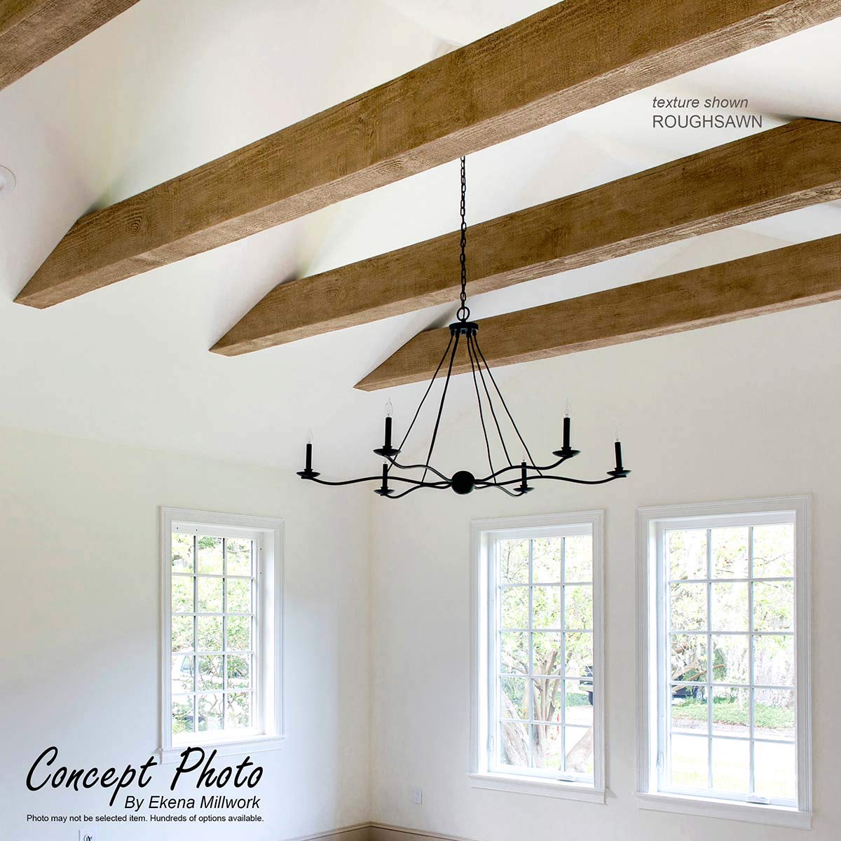Ekena Millwork BMHH3C0080X060X096ZH 3-Sided U-Shaped Hand Hewn Endurathane Faux Wood Ceiling Beam - 8
