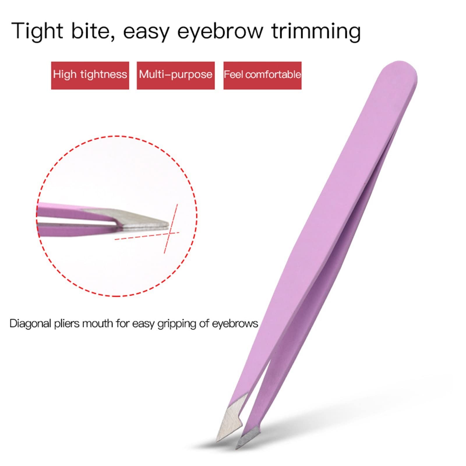 Premium Stainless Steel Slanted Eyebrow Tweezers for Hair Removal - Fine Point Precision for Eyebrows, Facial & Body Hair - Beauty Makeup Tools & Accessories (02) - Perfect for Home, Salon & Travel Use