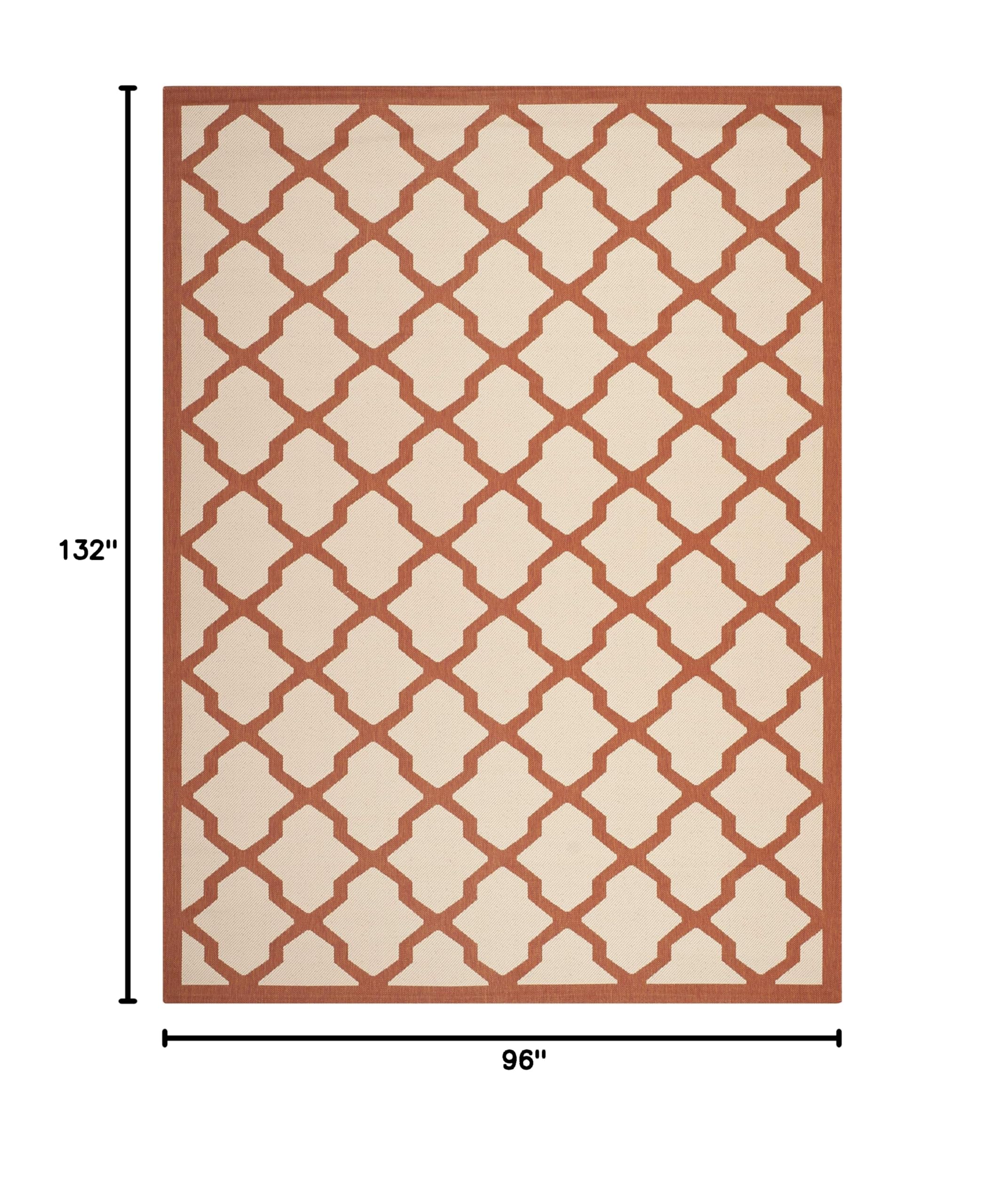 SAFAVIEH Courtyard Collection 8' x 11' Beige/Terracotta Area Rug - Indoor/Outdoor Water-Resistant, Easy to Clean Trellis Design for Patio, Backyard, Mudroom & High-Traffic Areas