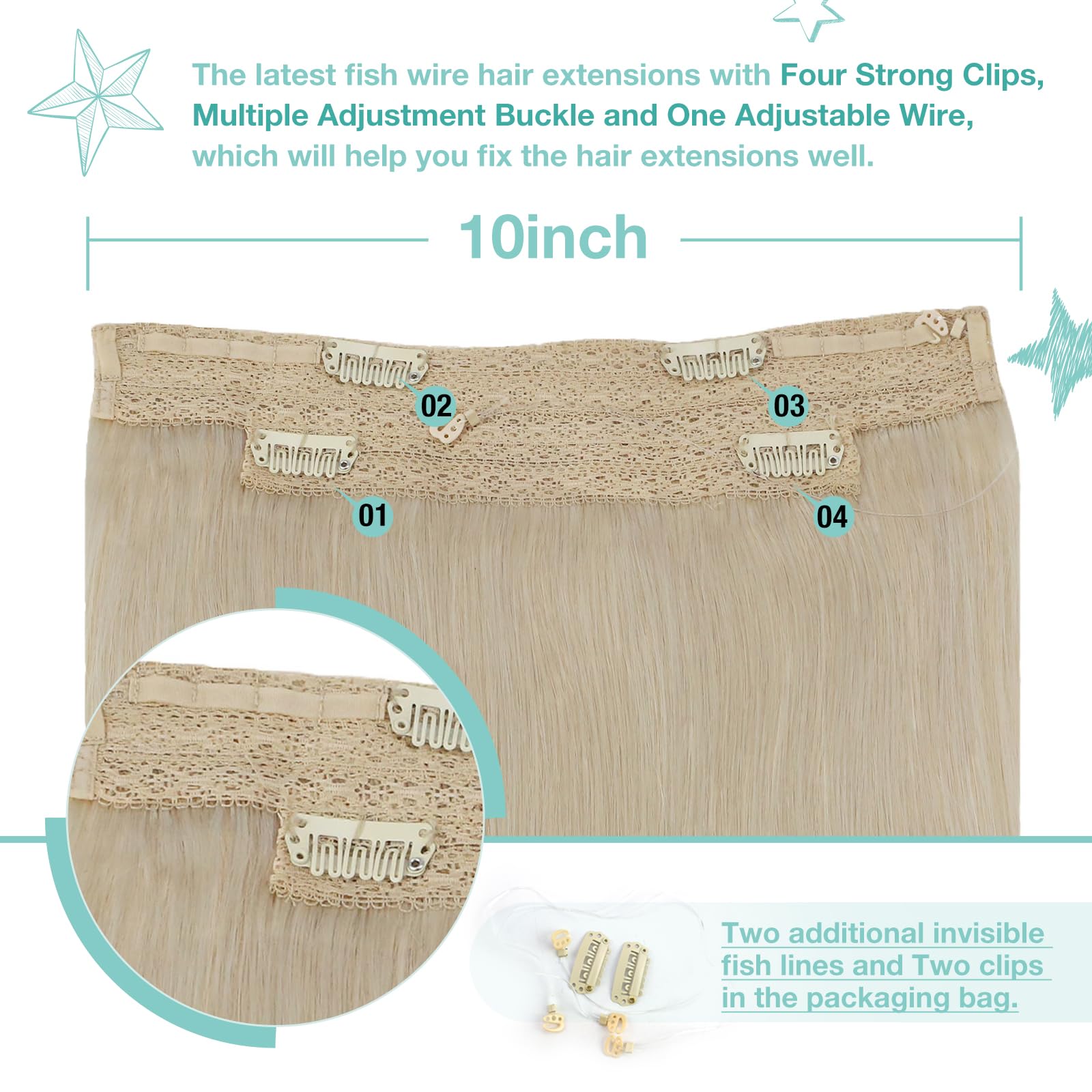 Premium 100% Human Hair Wire Hair Extensions for Women - Clip-In, Heat Resistant, Natural Look for Daily Styling & Special Occasions
