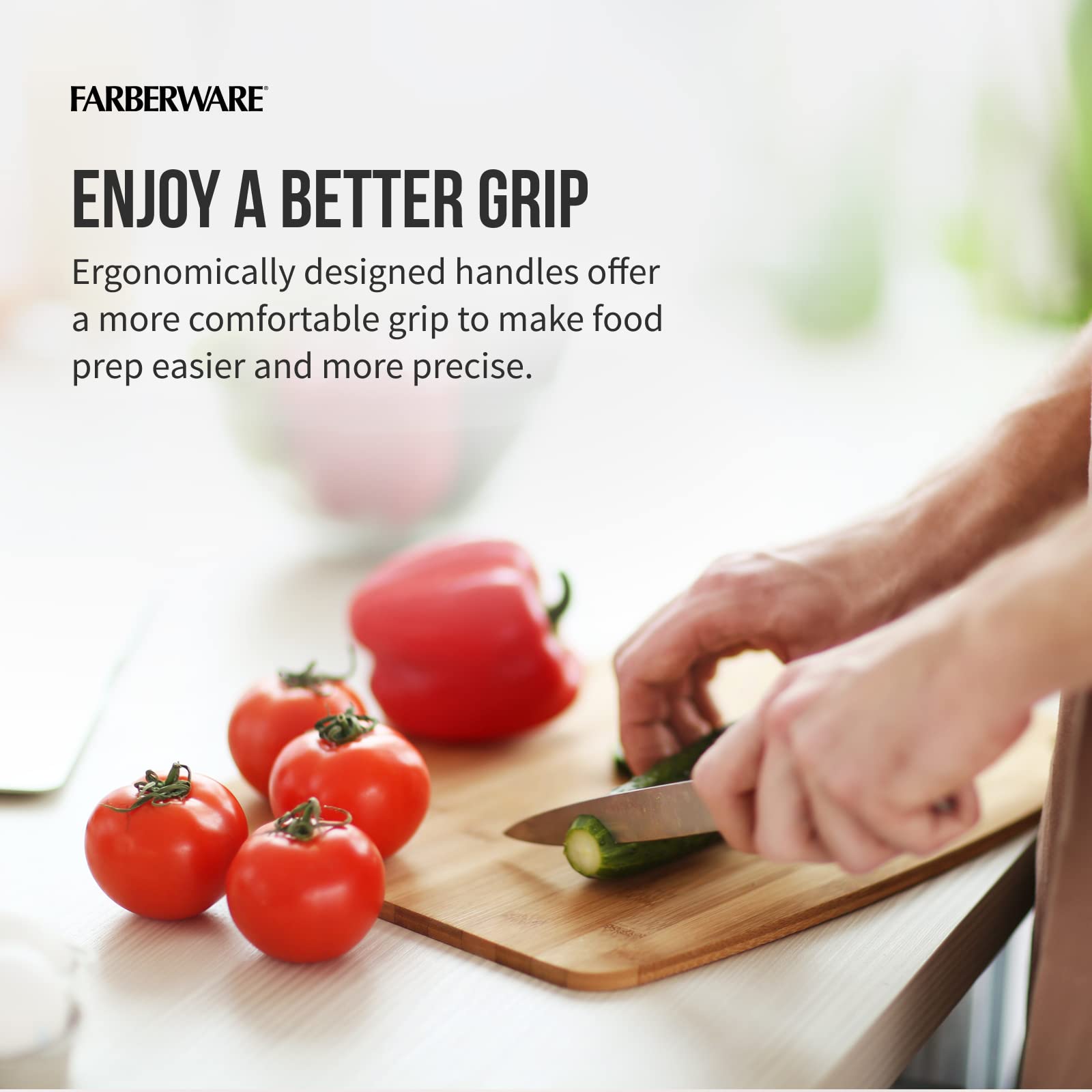 Farberware Edgekeeper 16-Piece Stainless Steel Knife Block Set with Built-in Sharpener - High Carbon Kitchen Knives for Professional Chefs & Home Cooking - Perfect for Slicing, Dicing & Food Prep
