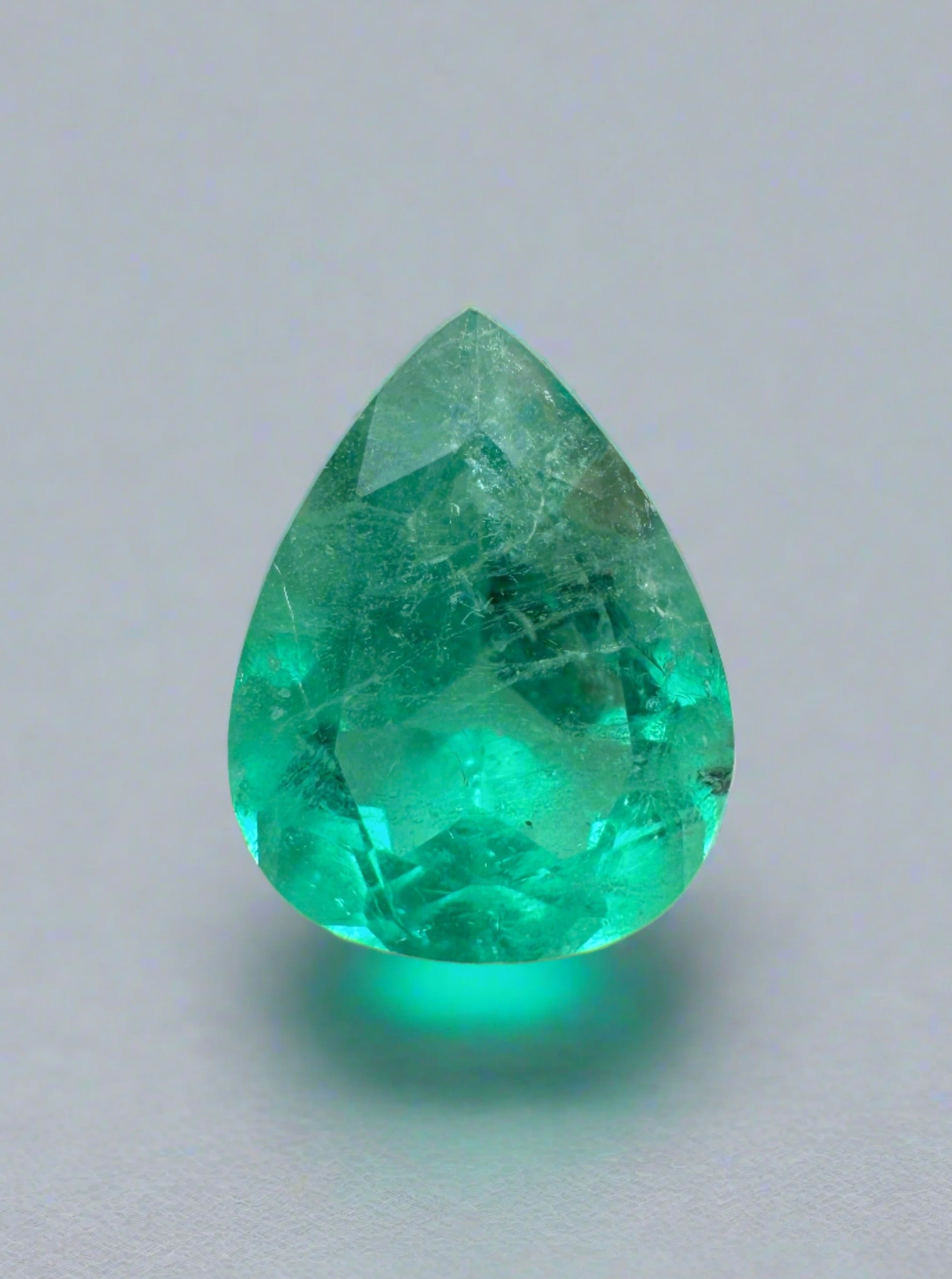 1.11 Carat Bluish Green Natural Loose Colombian Emerald Pear Cut Gemstone for Jewelry Making, Engagement Rings & Fine Collections