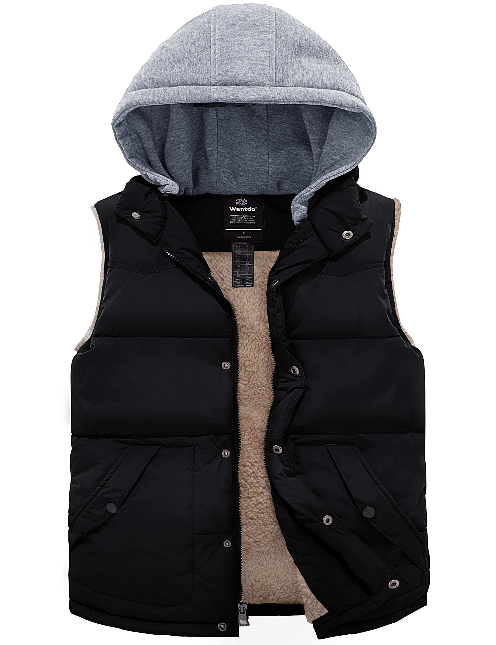 Wantdo Men's Lightweight Hooded Puffer Vest - Winter Warm Quilted Jacket for Outdoor Activities, Hiking & Casual Wear