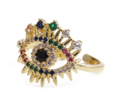 Elegant Bronze Zirconium Eye Shape Ring for Women - Boho Chic Jewelry Gift for Valentine's Day, Anniversary & Special Occasions