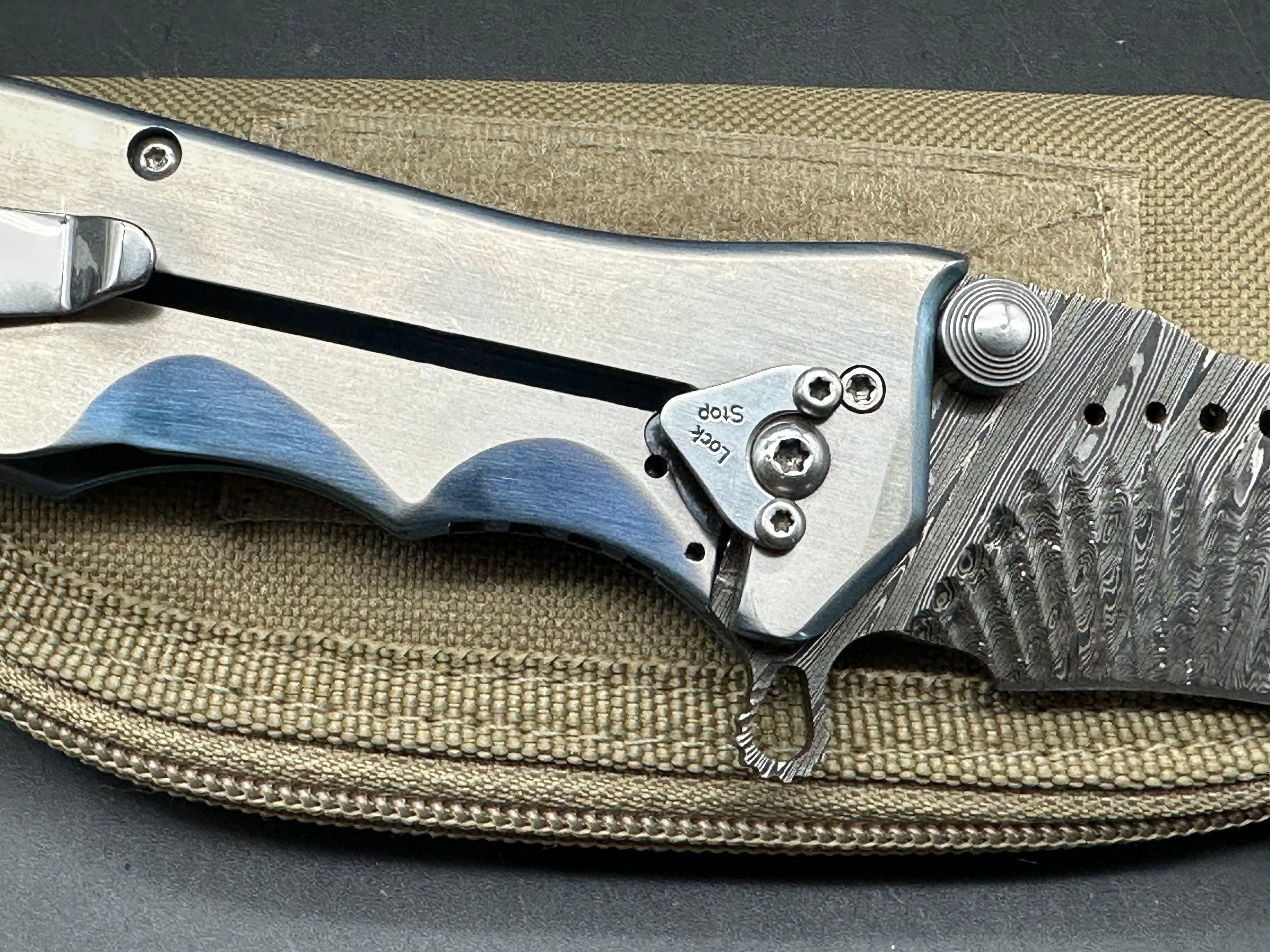 Darrel Ralph Custom Gunhammer Knife - Handcrafted Milled Damascus Steel Blade with Anodized Titanium Handle & Damascus Inlay | Tactical EDC, Outdoor Survival, Hunting, and Collector's Knife