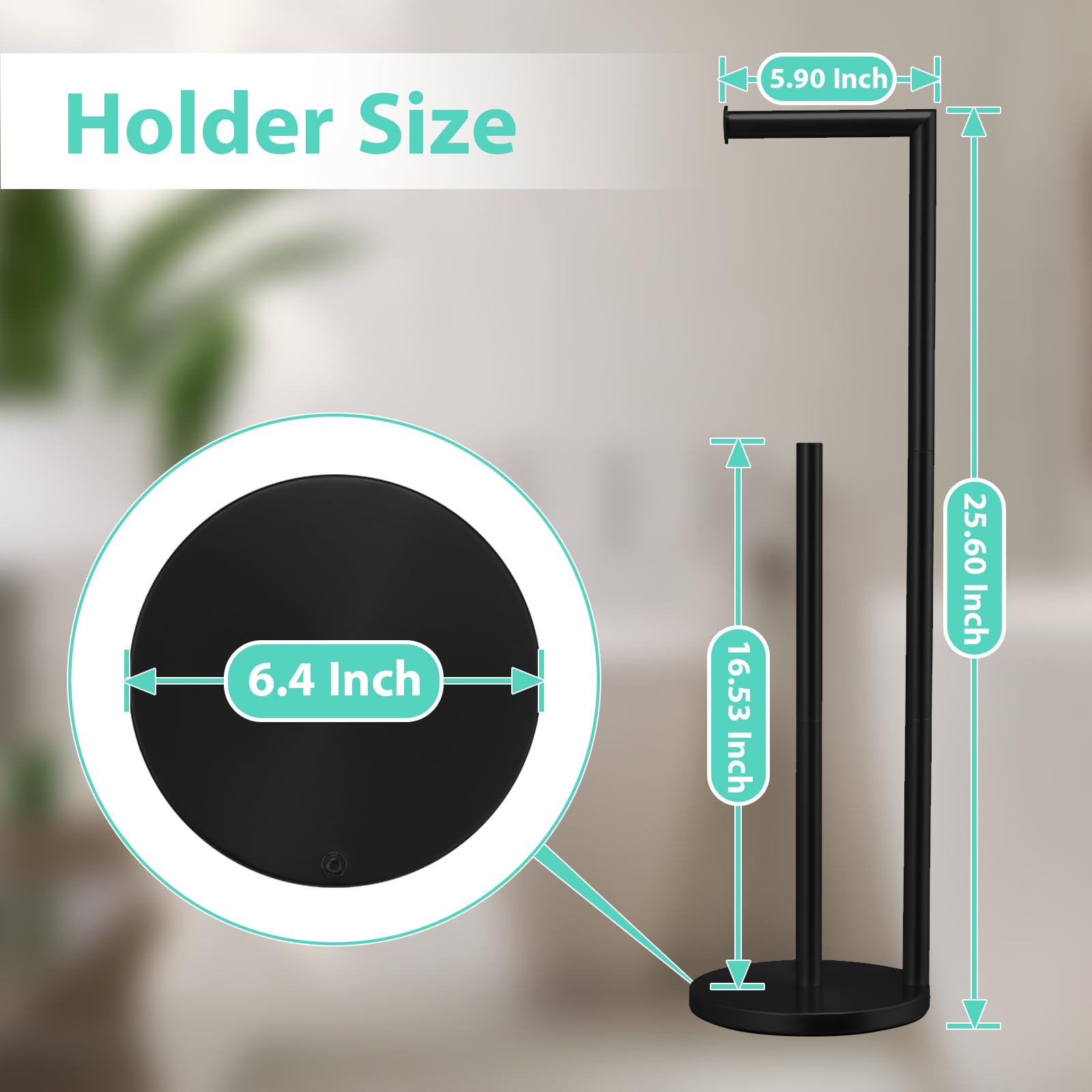 Free Standing Toilet Paper Holder Stand - Large Capacity Bathroom Tissue Roll Dispenser for 4 Rolls with Reserve Storage | Matte Black Finish | Perfect for Home, Office & RV Bathrooms
