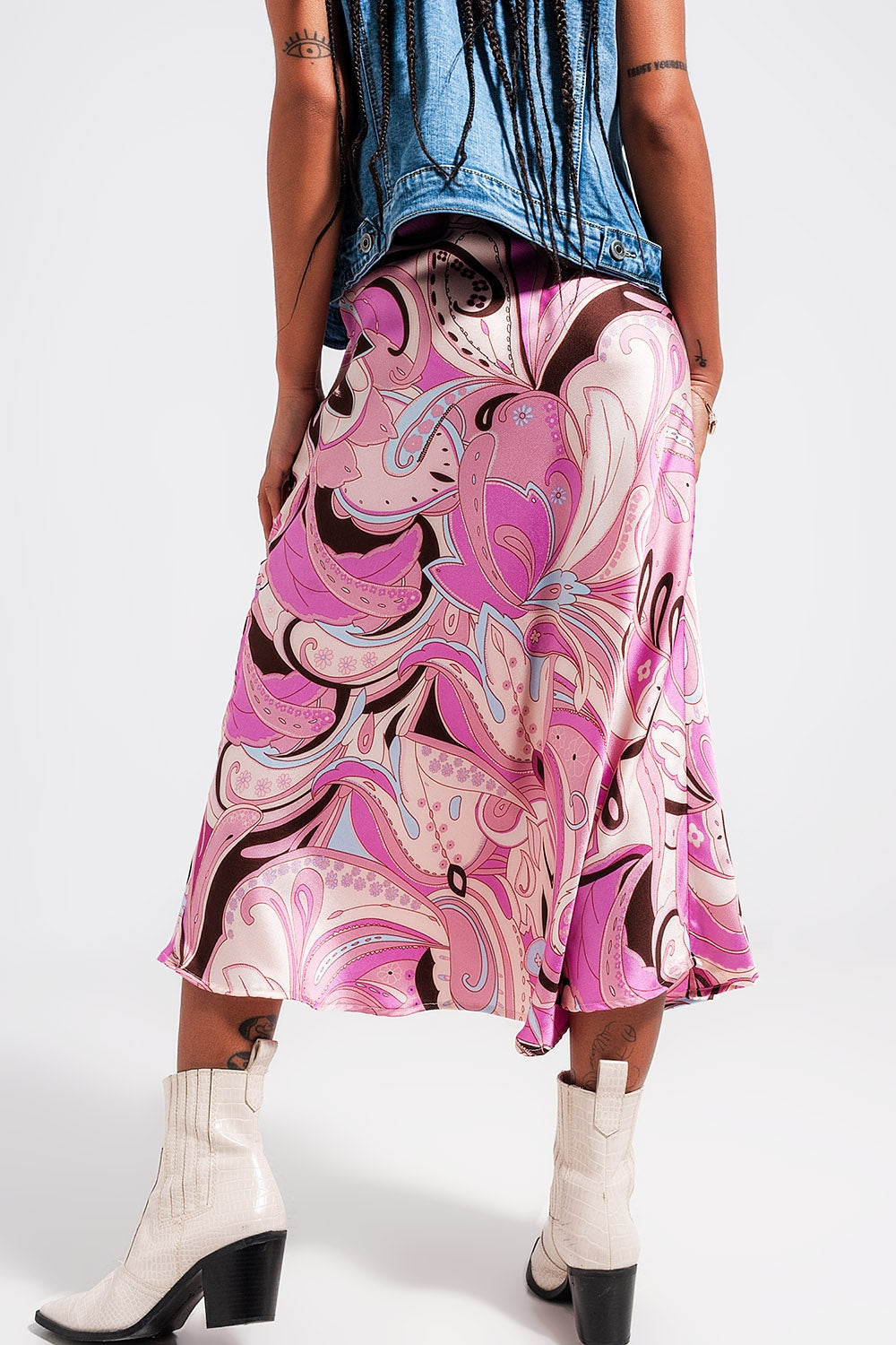 Abstract Print Long Pink Skirt for Women - Elegant Flowy Maxi Skirt for Casual Outings, Beach Vacations, and Summer Parties