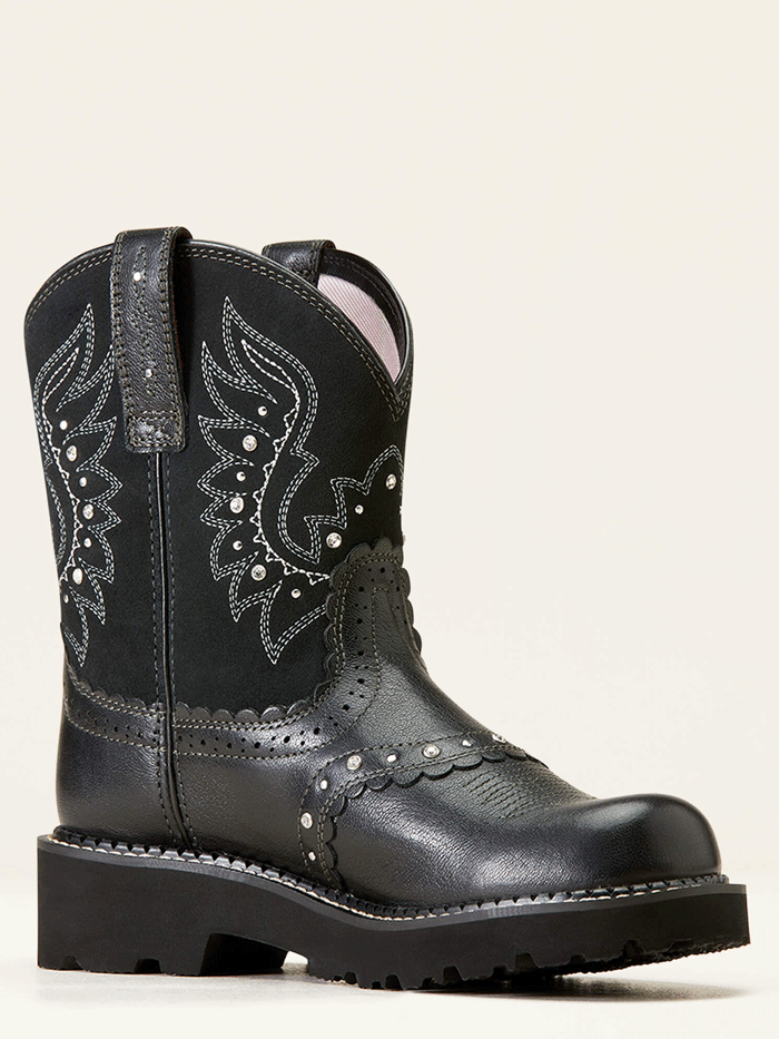 Ariat Women's Fatbaby Gembaby Western Boots - Madison Avenue Metallic Onyx (Style 10047011) | Comfortable Cowgirl Boots for Country Dancing, Rodeo & Western Fashion