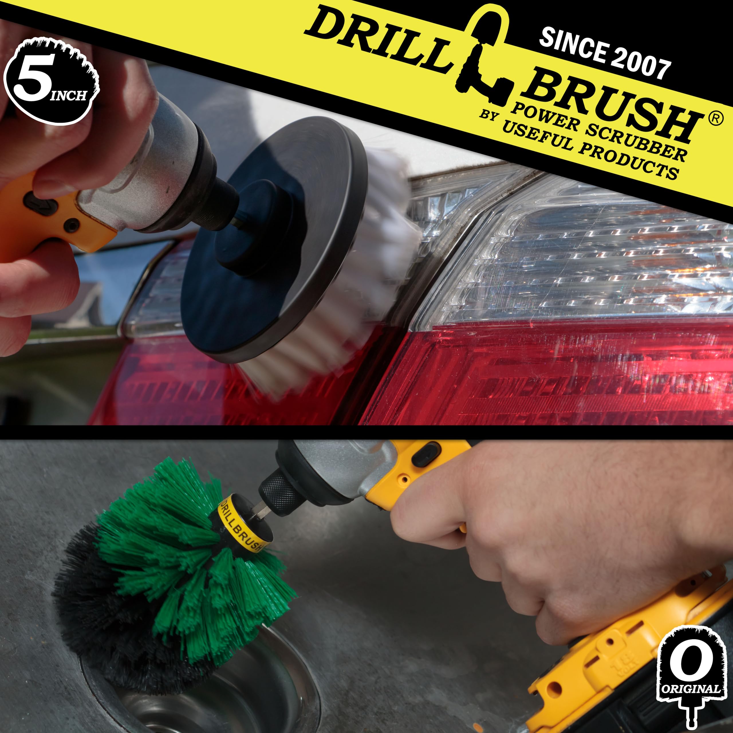 Drillbrush Power Rotary Scrubber - Bathroom, Shower, Tile, Carpet & Upholstery Cleaning Kit for Deep Cleaning | Perfect for Grout, Bathtubs, Floors & Auto Detailing