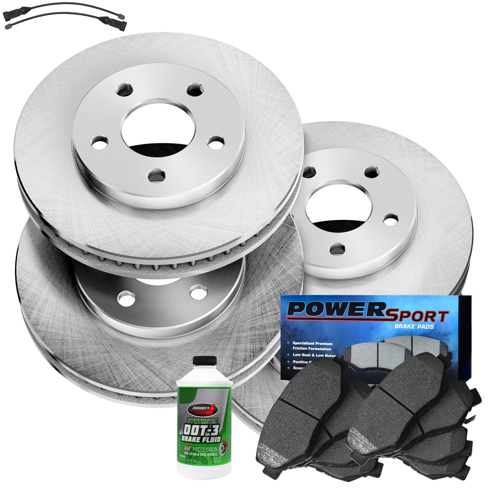 High-Performance Power Sport Front & Rear Brake Kit - Semi-Metallic Brake Pads & Rotors with Sensor Wire BLBC.63202.63 | Perfect for Motorcycles, ATVs & Off-Road Vehicles